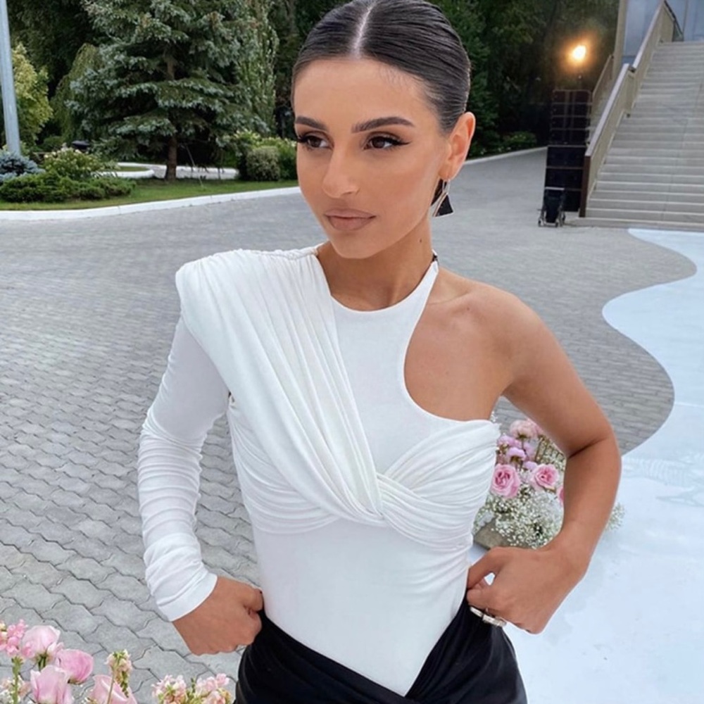 One Sleeve Twist Bodysuit